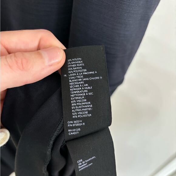 COS Tank Mini Dress Ruffle Hem in Black and Navy - Size L - Picture 7 of 8